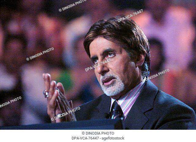 South Asian , Indian Bollywood Film Star Actor Amitabh Bachchan on Kaun Banega Crorepati part two Television show, India NO MODEL RELEASED