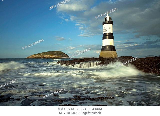 Penmon lighthouse and Puffin Island - August. Anglesey - North Wales - UK