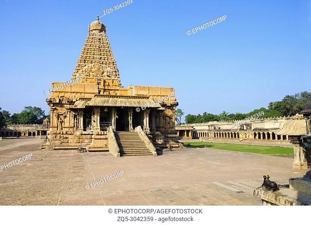 Brihadishvara Temple, Thanjavur, Tamil Nadu, India. Hindu temple dedicated to Lord Shiva, it is one of the largest South Indian temple and an exemplary example...