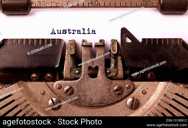 Inscription made by vinrage typewriter, country, Australia
