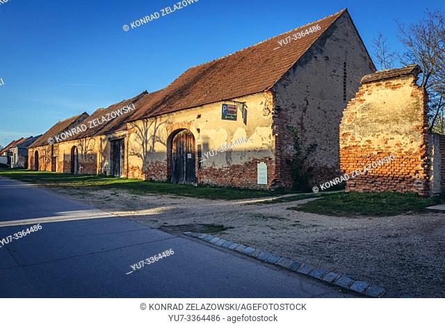 Old barns in Rabensburg town in the district of Mistelbach in the Lower Austria state