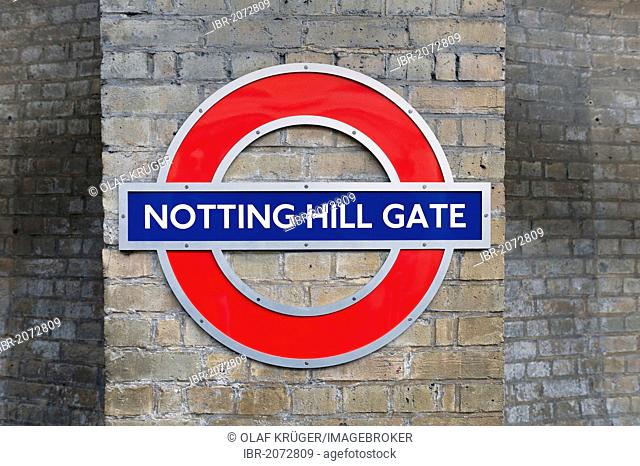 Emailleschild "NOTTING HILL GATE" London Underground 