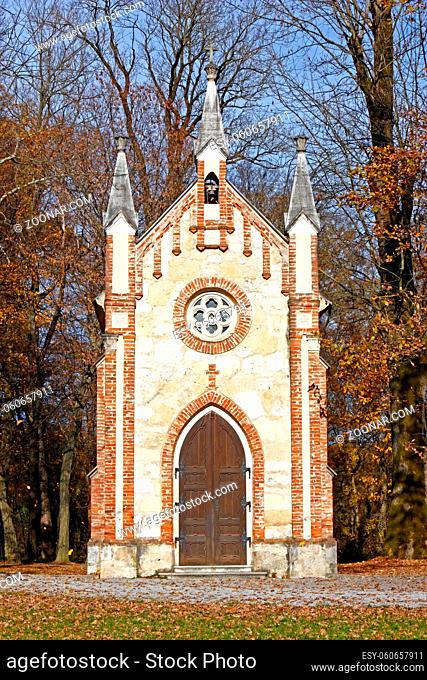 Catholic chapel in Novi Dvori forest in Zapresic, Croatia