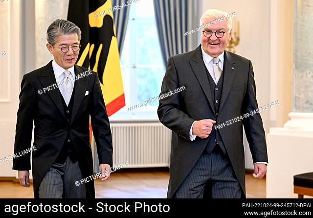 24 October 2022, Berlin: Hong Kyun Kim, Ambassador of the Republic of Korea, is accredited by Federal President Frank-Walter Steinmeier at Bellevue Palace