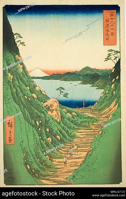 Shiojiri Pass in Shinano Province (Shinano Shiojiri toge) , from the series ""Thirty-six Views of Mount Fuji (Fuji sanjurokkei)"" - 1858 - Utagawa Hiroshige ??...
