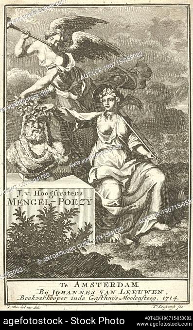 Fame and personification of Poe see at the bust of Homer Title page for: Mengel-Poezy, Amsterdam 1714 Mengel-Poezy (title on object)