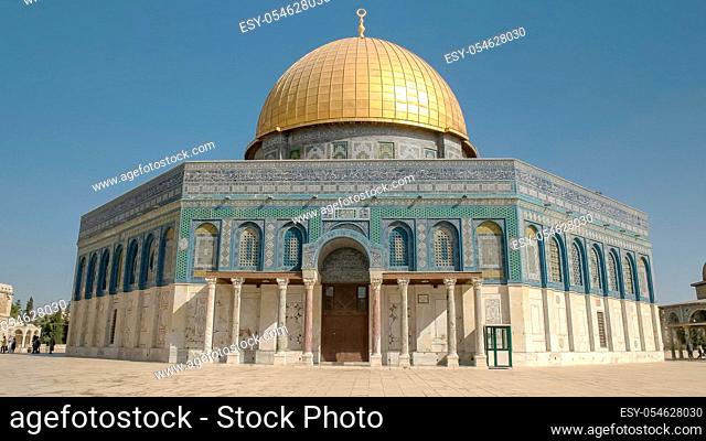 the islamic dome of the rock mosque on the temple mount in jerusalem, israel