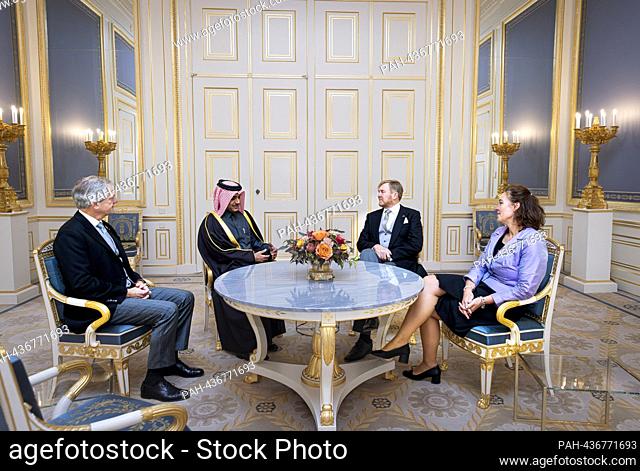 THE HAGUE - King Willem-Alexander receives the credentials (geloofsbrieven) of ambassador Z.E. dr. Mutlaq bin Majed Nasser Al Qahtani of Qatar, Z.E