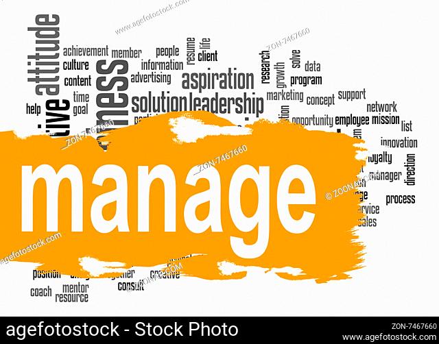 Manage word cloud image with hi-res rendered artwork that could be used for any graphic design