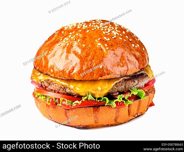tasty cheeseburger isolated on white background