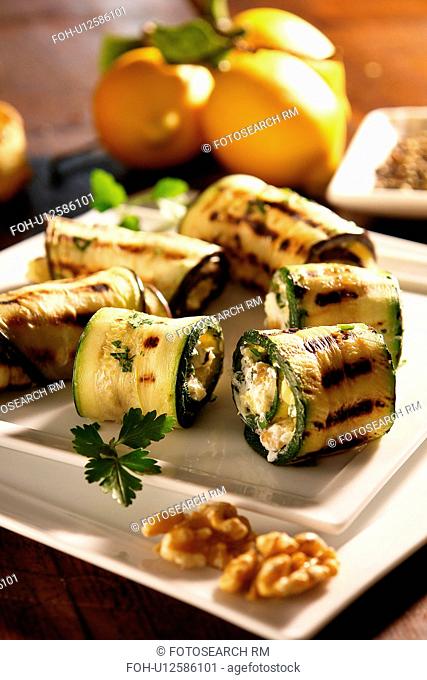 Aubergine and Courgette rolls