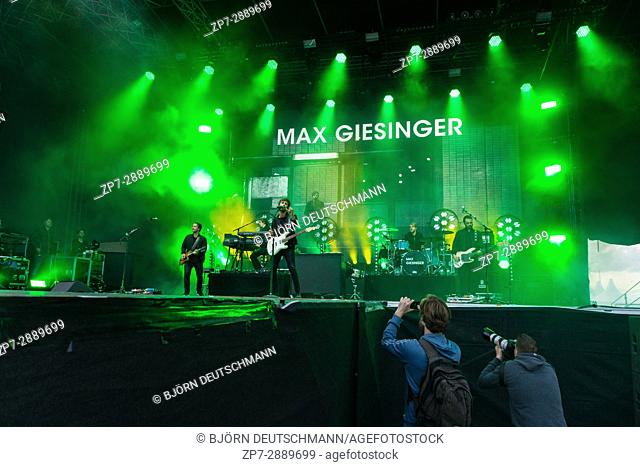KIEL, GERMANY - June 16 2017: The singersongwriter Max Giesinger is performing on the NDR Bühne at the Soundcheck Friday during the Kieler Woche 2017