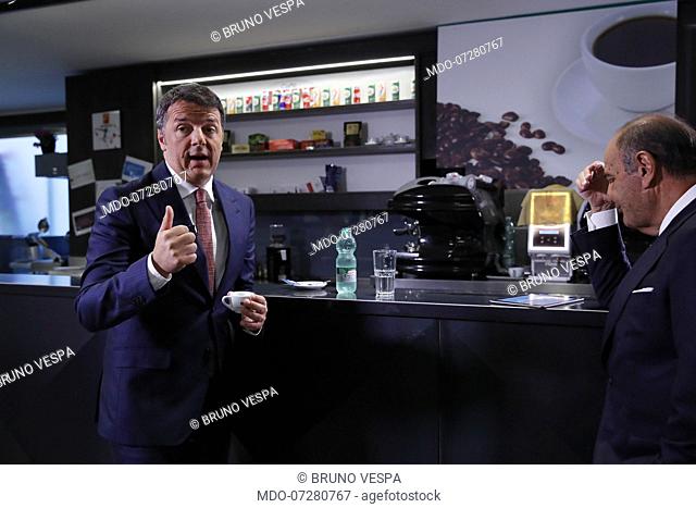 Italian politician Matteo Renzi and italian tv host Bruno Vespa during tv show Porta a Porta. Rome (Italy), September 17th, 2019