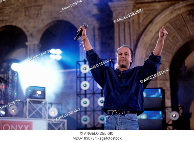 Italian singer-songwriter Marco Masini performing at Festivalbar. Italy, 1993
