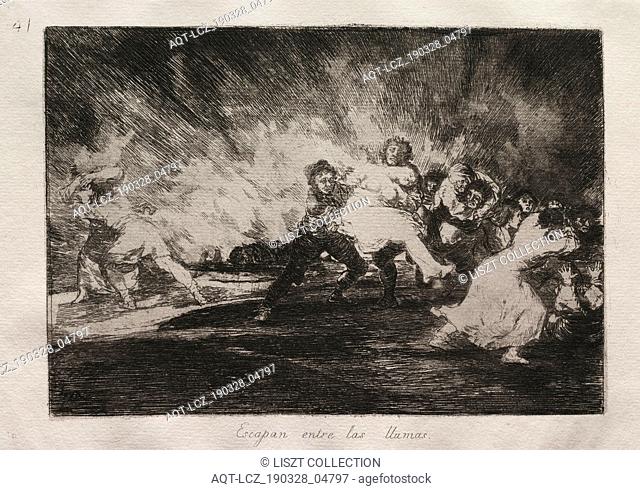 The Horrors of War: They Escape Through the Flames. Francisco de Goya (Spanish, 1746-1828). Etching