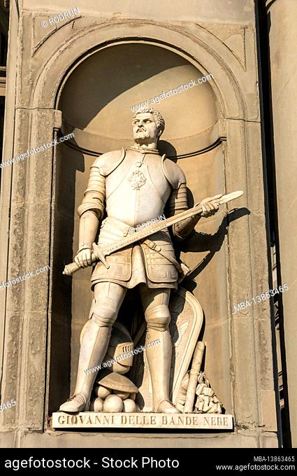 Italy, Florence, Uffizi Gallery, sculpture of Giovanni de 'Medici, called Giovanni dalle Bande Nere, also delle Bande Nere = Giovanni of the Black Ribbons