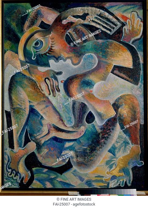 Nude in a Abstraction. Baranov-Rossiné, Vladimir Davidovich (1888-1942). Oil on canvas. Russian avant-garde. 1926. Russia. Private Collection