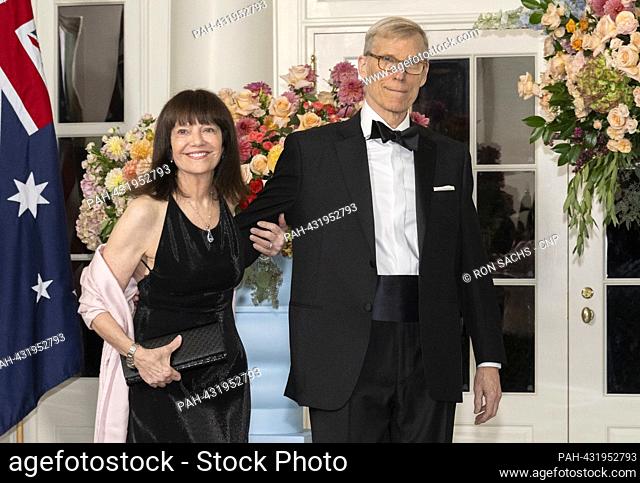 Dr. Lynn Cornelius and Dr. Joseph Cornelius arrive for the State Dinner honoring Prime Minister Anthony Albanese of Australia and Jodie Haydon in the...