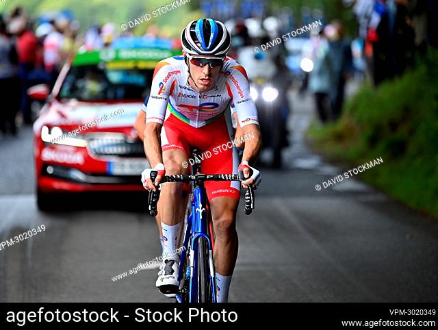 French Jeremy Cabot of TotalEnergies pictured in action during the second stage of the 108th edition of the Tour de France cycling race, 183