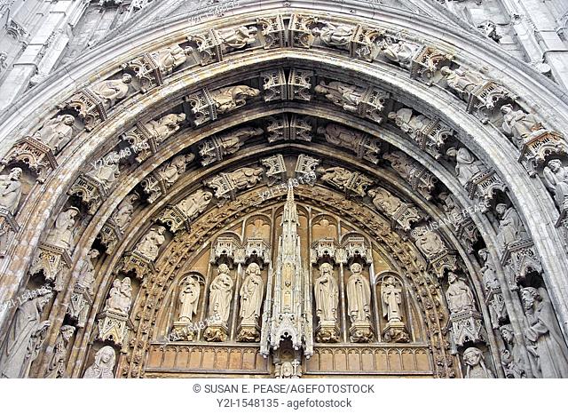Detail of l'Eglise Notre Dame du Sablon Church of Our Lady of Sablon  Brussels, Belgium