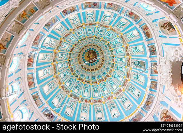 Istra, Moscow region, Russia, July 21, 2018. The beautiful dome of the New Jerusalem monastery from the inside