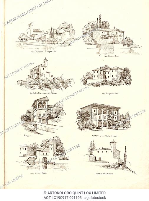 Buildings in the region of Lake Maggiore and Lake Como, Buildings near Cheggio, Lake Como, Madonna del Piano, Lake Lugano, Bioggio