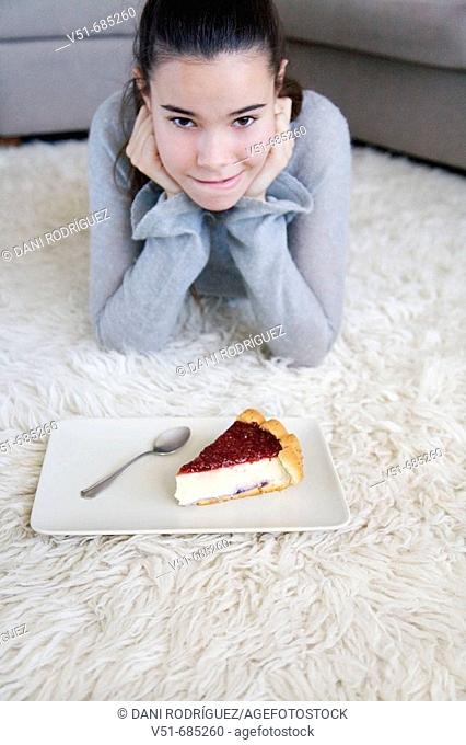 Teenage girl wanting to eat a cake