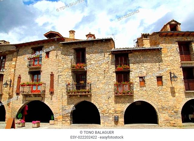 Ainsa medieval romanesque village street Spain