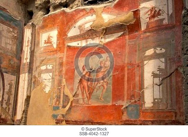 Italy, Pompeii, Villa Ariadne, Hercules with Neptune and Amphitrite, fresco