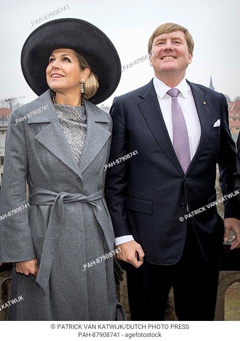 King Willem-Alexander and Queen Maxima of The Netherlands visit the Goethe und Schiller archive in Weimar, Germany, 8 February 2016