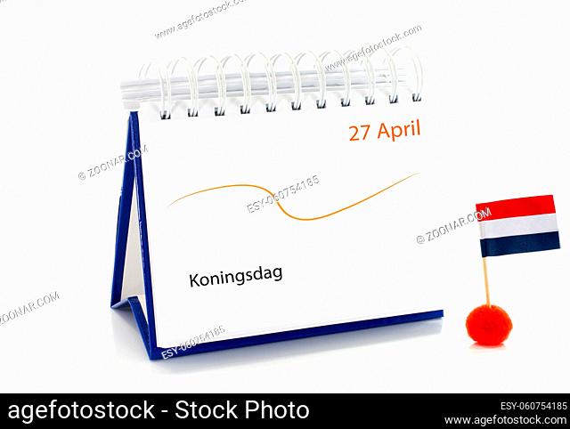 zevenentwintig april koningsdag met een rood wit blauwe vlag