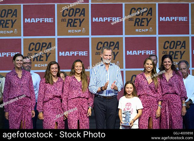 King Felipe VI of Spain attends 40th Copa del Rey Mapfre Sailing Cup Ceremony Award at Ses Voltes on August 6, 2022 in Palma, Spain