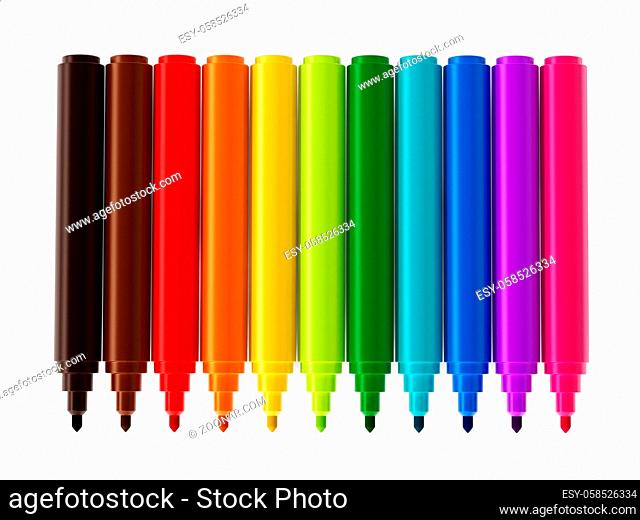 Color marker color pen set isolated on white background