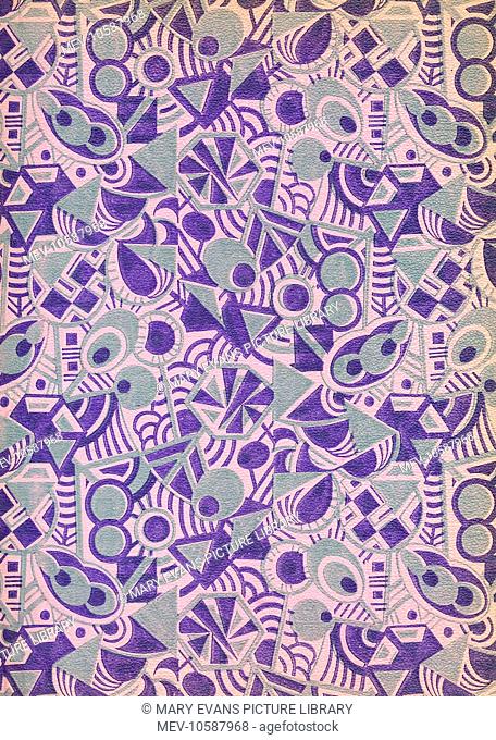 Decorative end papers in pink, purple and silver, Art Gout Beaute, 1929