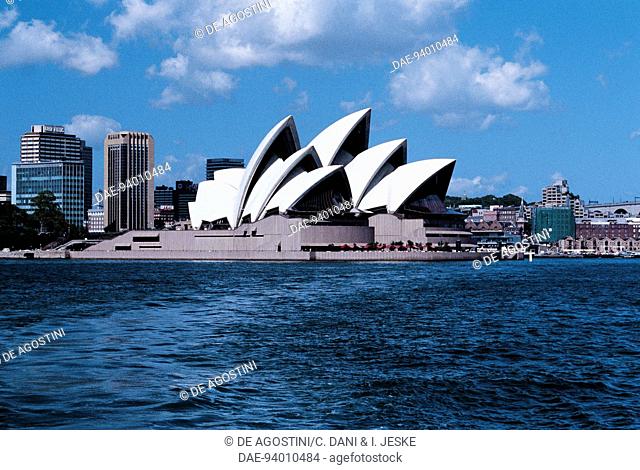 Opera House (UNESCO World Heritage List, 2007), 1973, architect Jorn Utzon, and Harbour Bridge, 1923-1932, Sydney, New South Wales