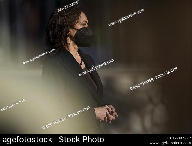 United States Vice President Kamala Harris receives a briefing on wildfire prevention and mitigation at the U.S. Forest Service Del Rosa Fire Station in San...