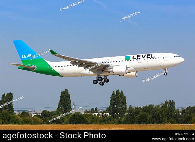 A Level Airbus A330-200 with registration F-HLVM lands at Paris Orly Airport, France, Europe