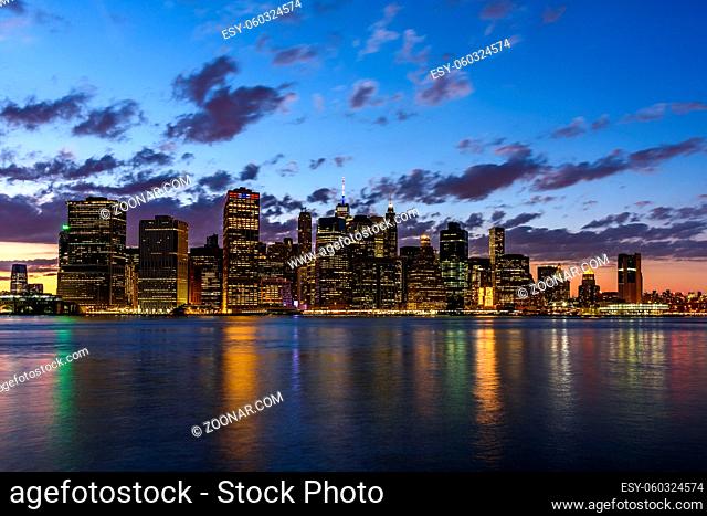 Cityscape of the waterfront of New York, seen from Brooklyn