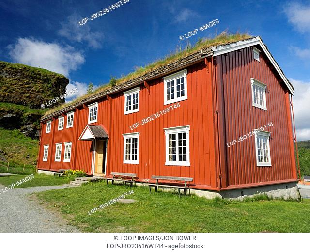 A house in Trondheim in Norway with a traditional turf roof for insulation during the bitter winter months