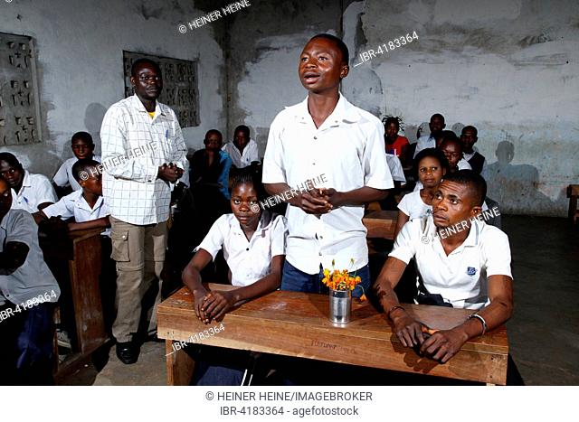 Teenage students in class, Zhinabukete, Kawongo district, Bandundu Province, Congo-Brazzaville
