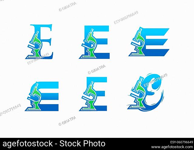 A Vector Illustration set of Medical Laboratory Monogram Logo Letter E
