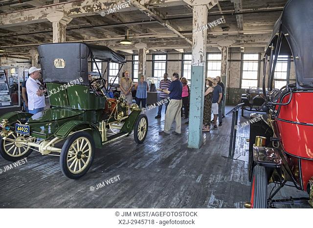 Detroit, Michigan - Visitors tour the Ford Piquette Avenue Plant, where the first Ford Model T was built in 1908. At left is a 1907 Ford Model S Runabout; on...