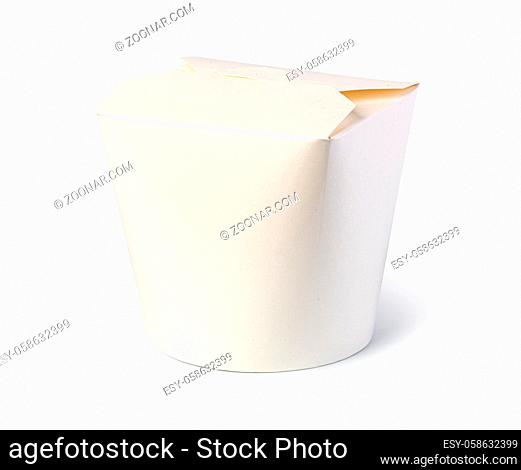 white unlabeled paper food box isolated on white background