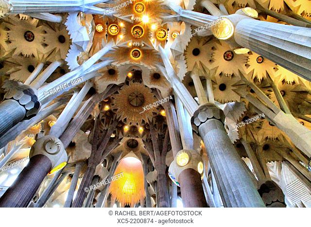 Sagrada Familia by architect Antoni Gaudi in Barcelona, Catalonia
