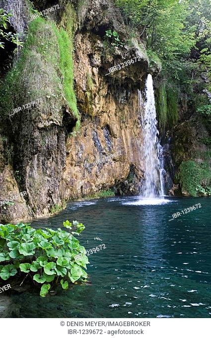 Small waterfall at the Plitvice Lakes, Plitvice Lakes National Park, Croatia, Europe
