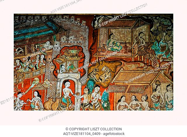 Myanmar, Burma, Pagan, Ananda Temple Monastery frescoes, 1966 or earlier, Lost Cities of Asia, Architecture, Southeast Asia