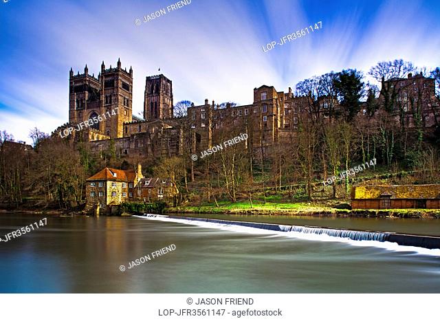 England, County Durham, Durham. The Old Fulling Mill Museum of Archaeology on the banks of the River Wear, below Durham Cathedral
