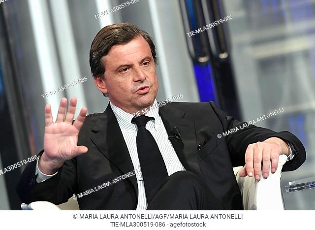 Italian European Deputy of Democratic Party Carlo Calenda during the tv show Porta a porta, Rome, ITALY-29-05-2019