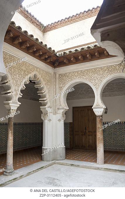 St Clara monastery Tordesillas monumental town in Castile Leon Spain. Moorish courtyard