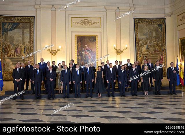 King Felipe VI of Spain, Queen Letizia of Spain, Joe Biden, Alexander De Croo, Justin Trudeau, Mette Frederiksen, Emmanuel Macron, Katrin Jakobsdottir